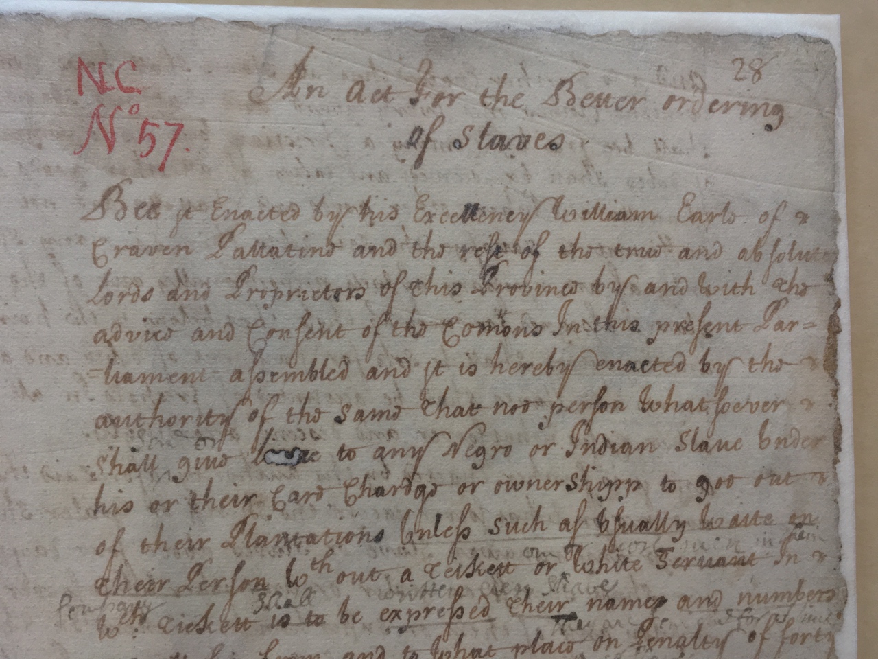 South Carolina&#039;s first slave law, 1691.