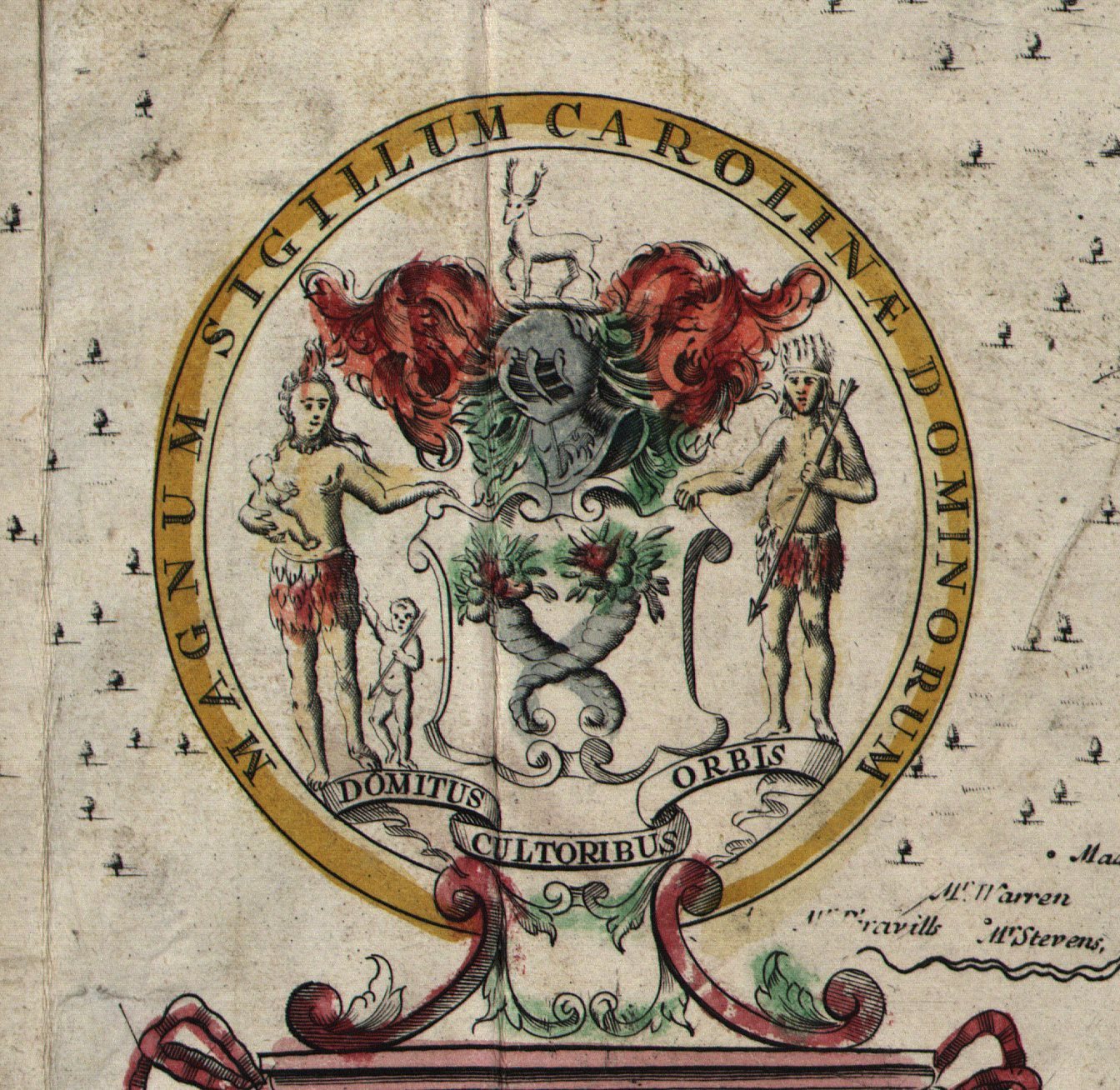 The Seal of Carolina from the 1711 Crisp map.
