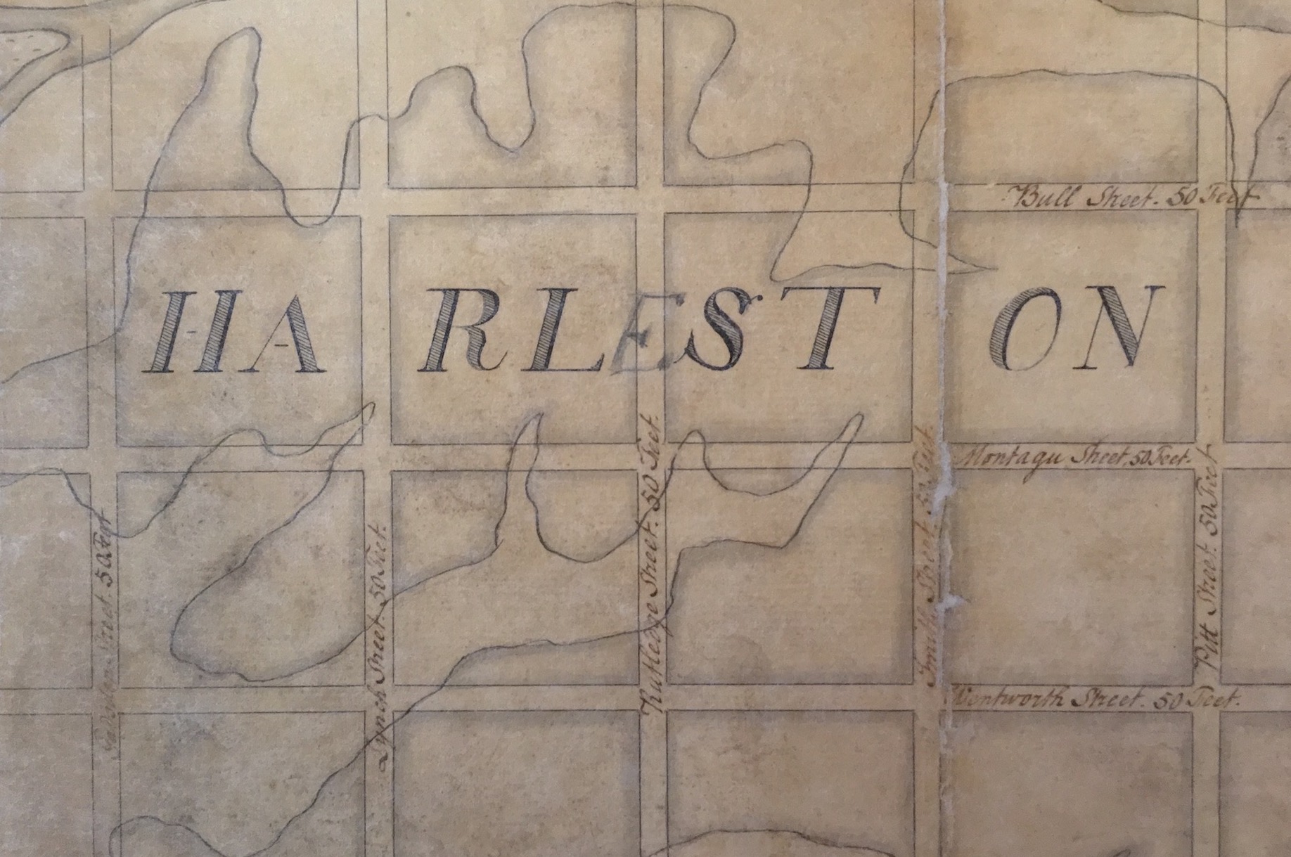 The center section of the 1770 Harleston plat.