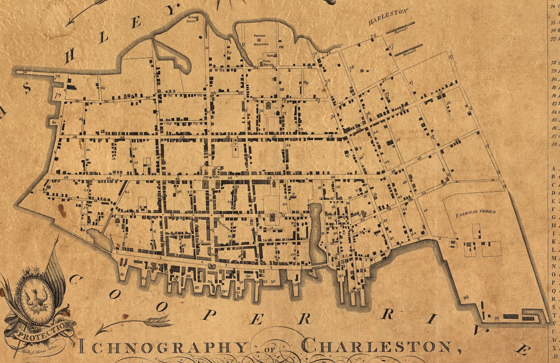 A 1790 map from the Library of Congress collection showing demilitarized Charleston.
