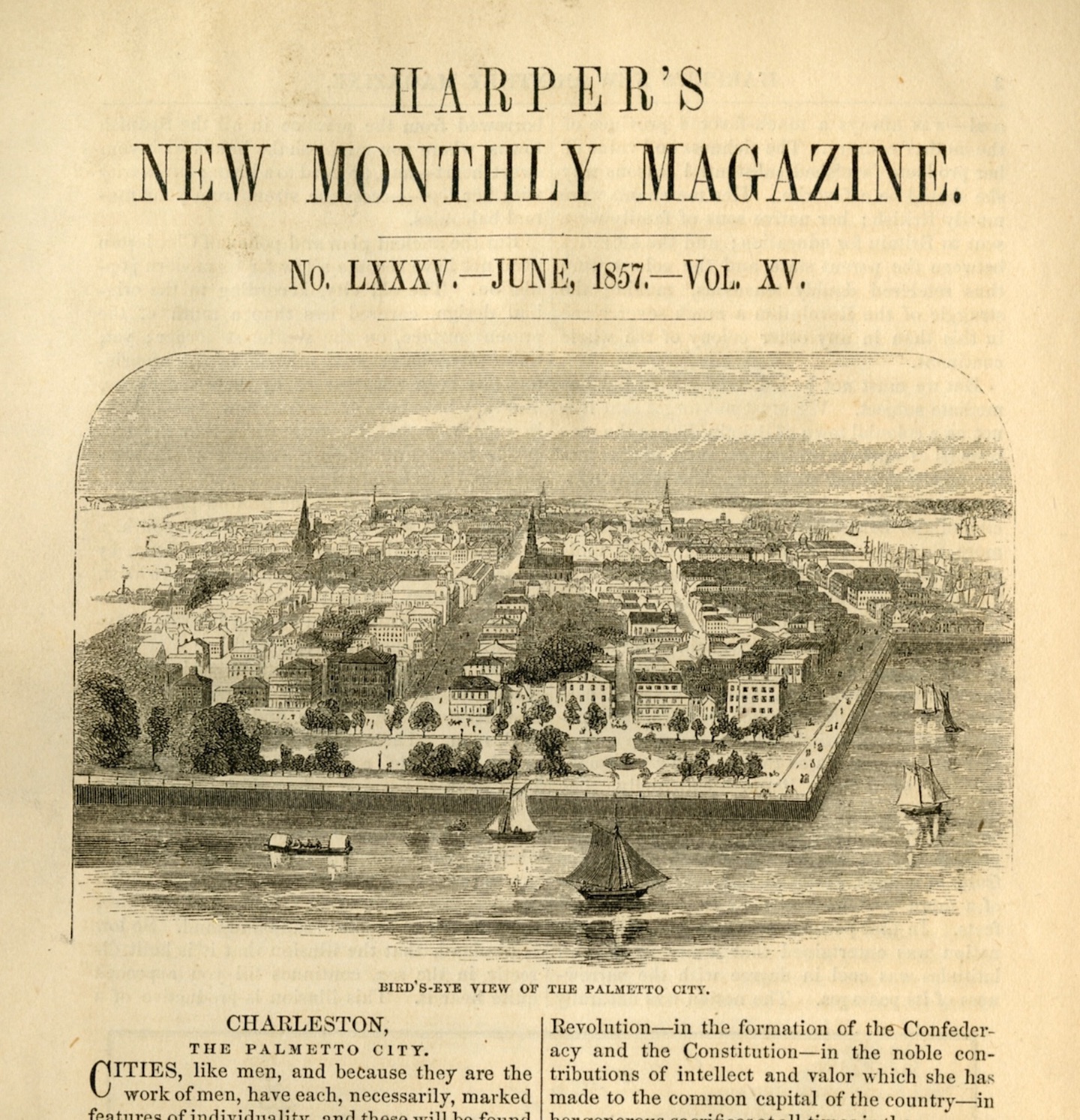 Palmetto City title page from 1857