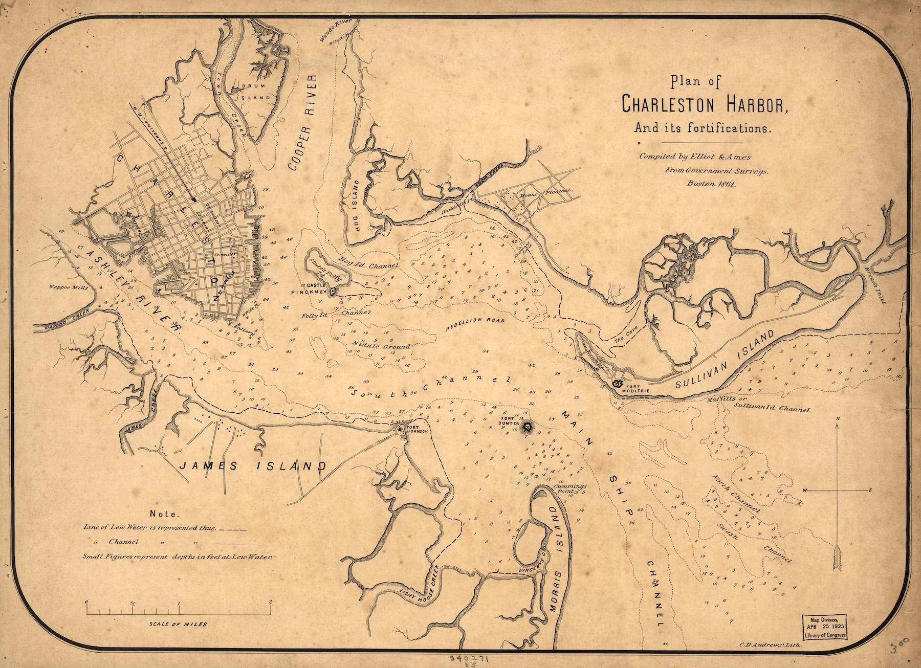 An 1861 map of Charleston Harbor (Source: Library of Congress)