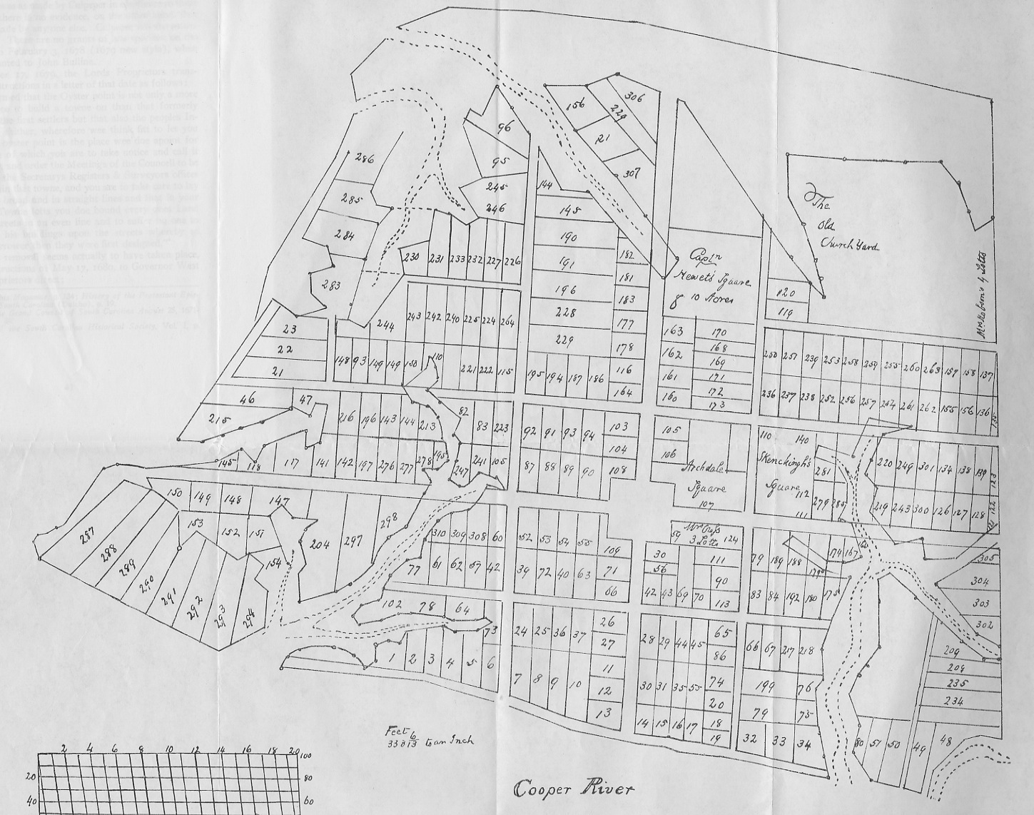 1908 copy of Grand Modell of Charleston circa 1672. 