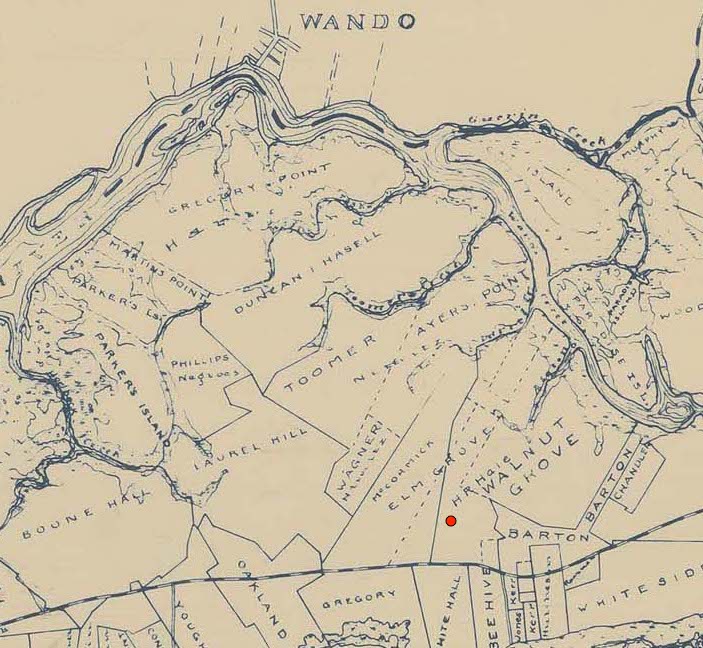 A 1934 Kollock Map of Charleston County showing the Wando area.