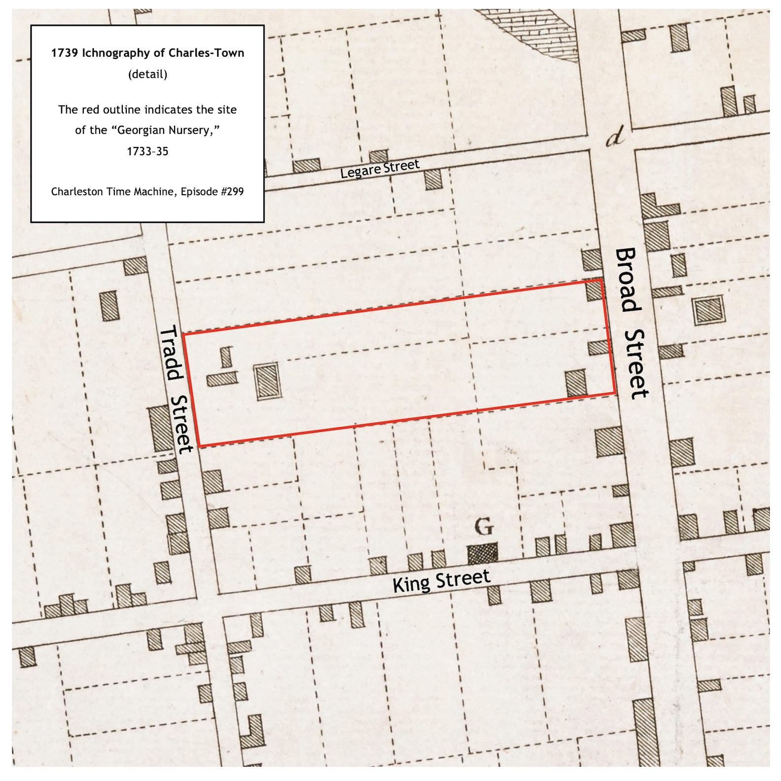 1739 detail from ichnography of charles town showing georgian nursery