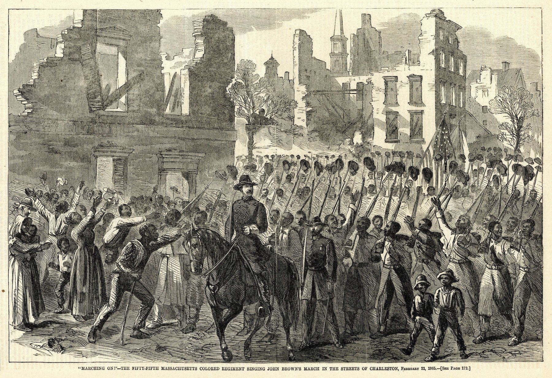 The 55th Massachusetts in Charleston on Feb. 21, 1865 (Harpers Weekly)