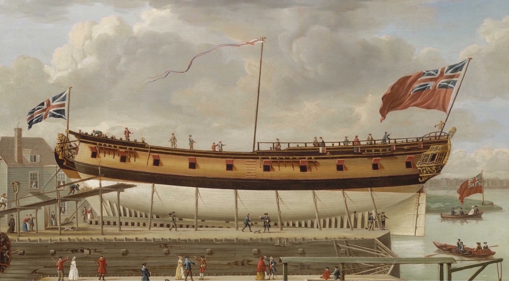 A Sixth-Rate warship on the stocks from 1740. 