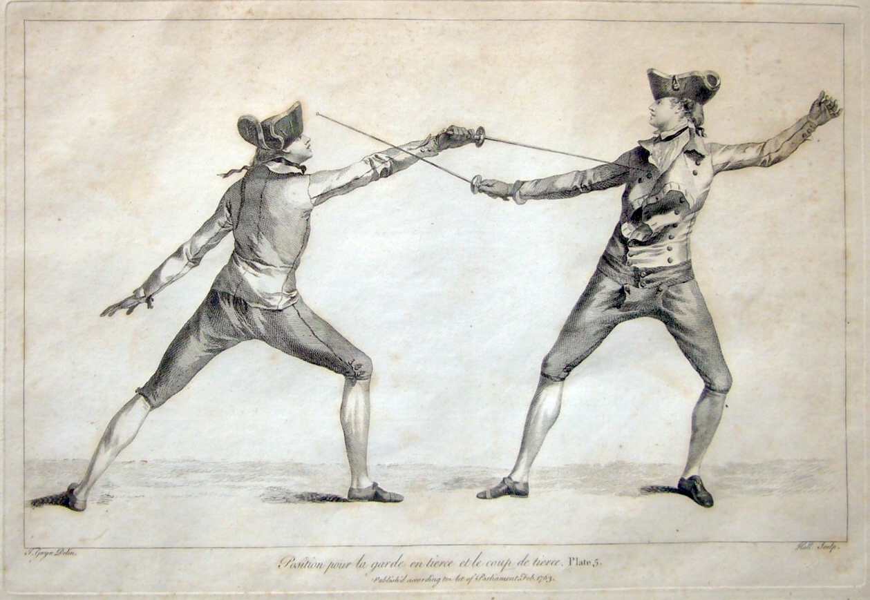 Fencing, a 1763 print from Angelo Domenico Malevolti. 