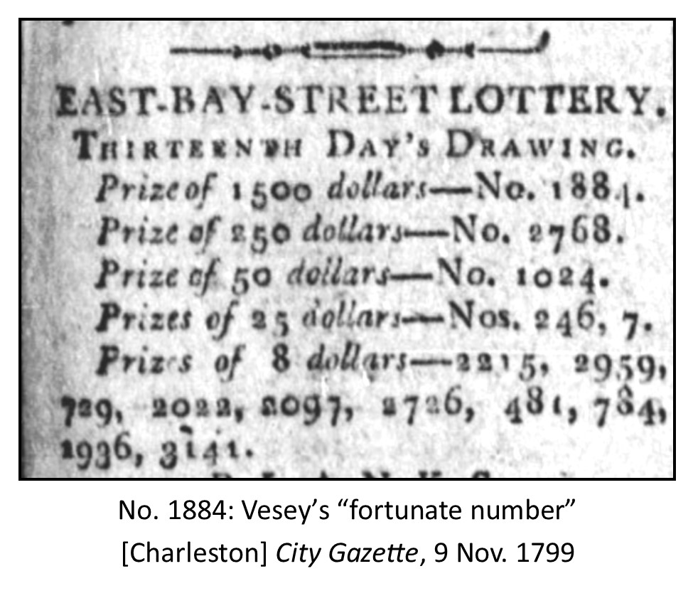 Denmark Vesey&#039;s &quot;fortunate&quot; number, 1884