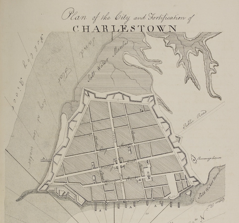 The De Brahm plan to defend Charles Town in 1755 (Source: British Library)