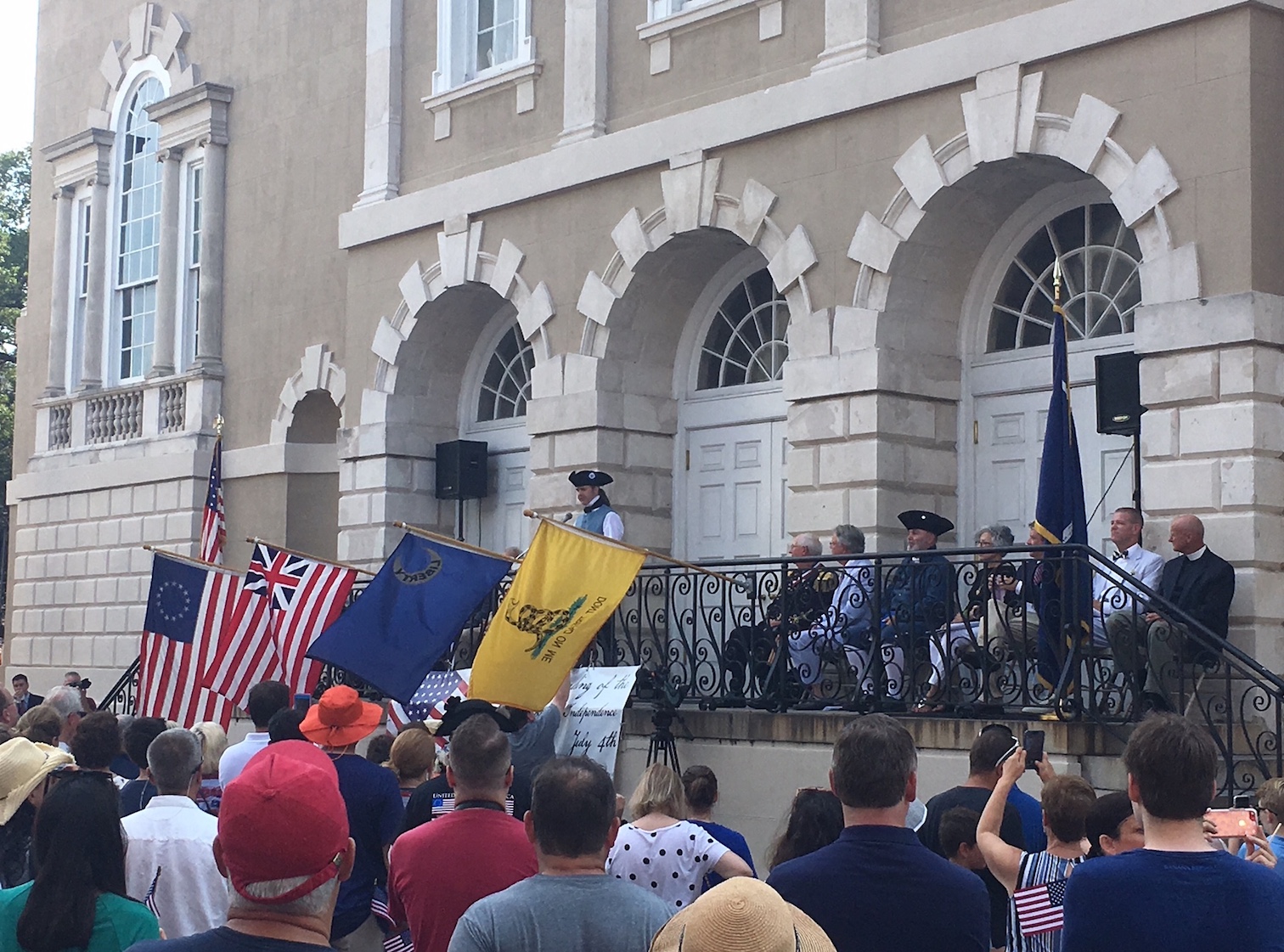 Dr. Nic Butler speaks during the July 4 ceremony at the Exchange in 2019.