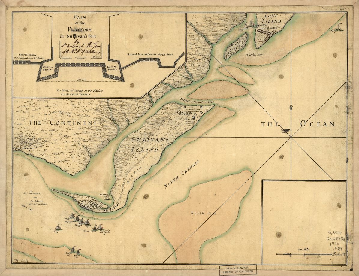 Detail from a 1776 map of the battle, from the collections of the Library of Congress.