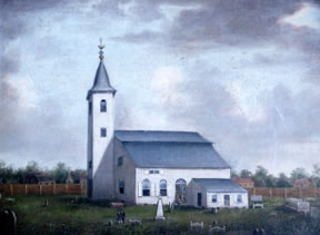 A ca. 1800 painting of the first St. John’s Church, Charleston