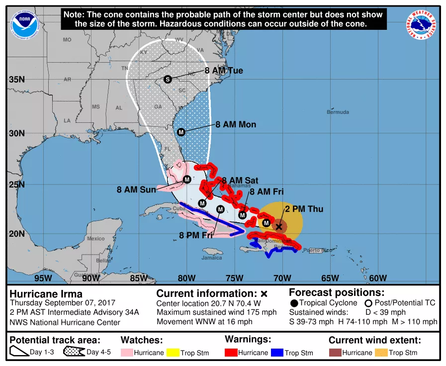 2pm Thursday update from National Hurricane Center