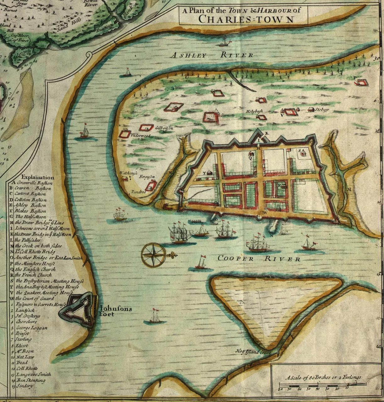 An excerpt from the so-called &quot;Crisp Map&quot; published in 1711.
