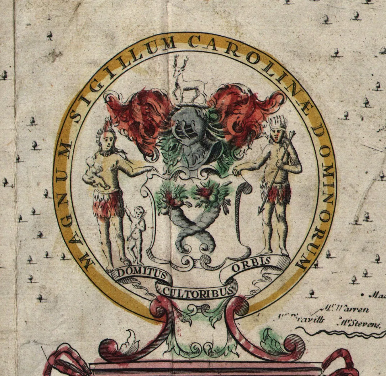 The Seal of Carolina from the 1711 Crisp map.