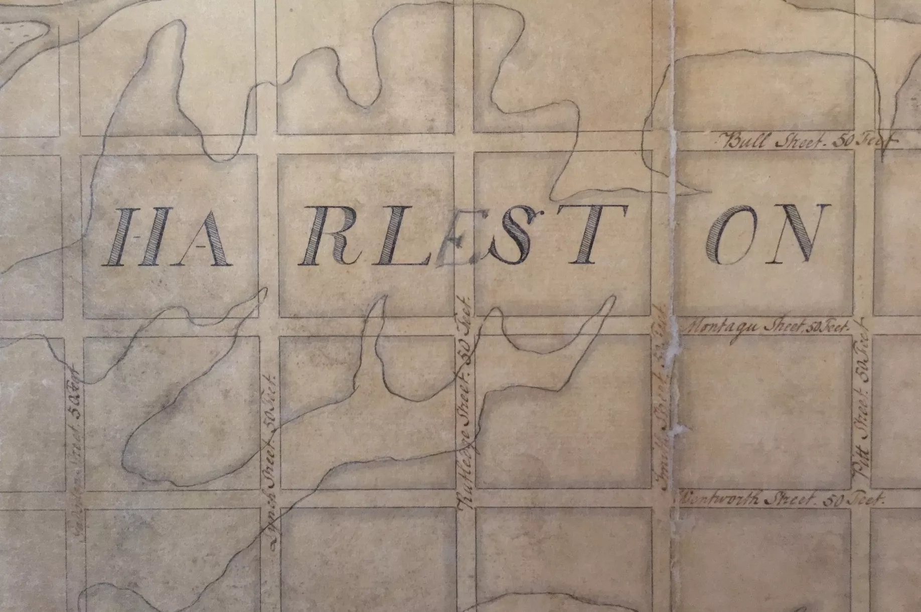 The center section of the 1770 Harleston plat.