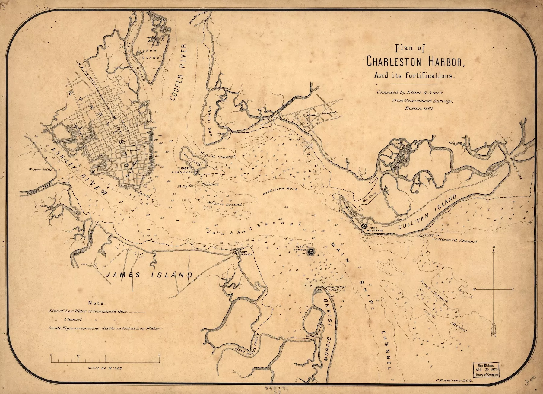 An 1861 map of Charleston Harbor (Source: Library of Congress)