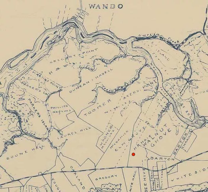 A 1934 Kollock Map of Charleston County showing the Wando area.