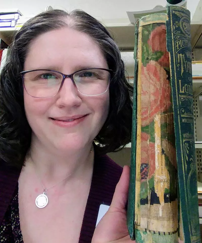 Amanda in the Charleston Archive with Tower of London