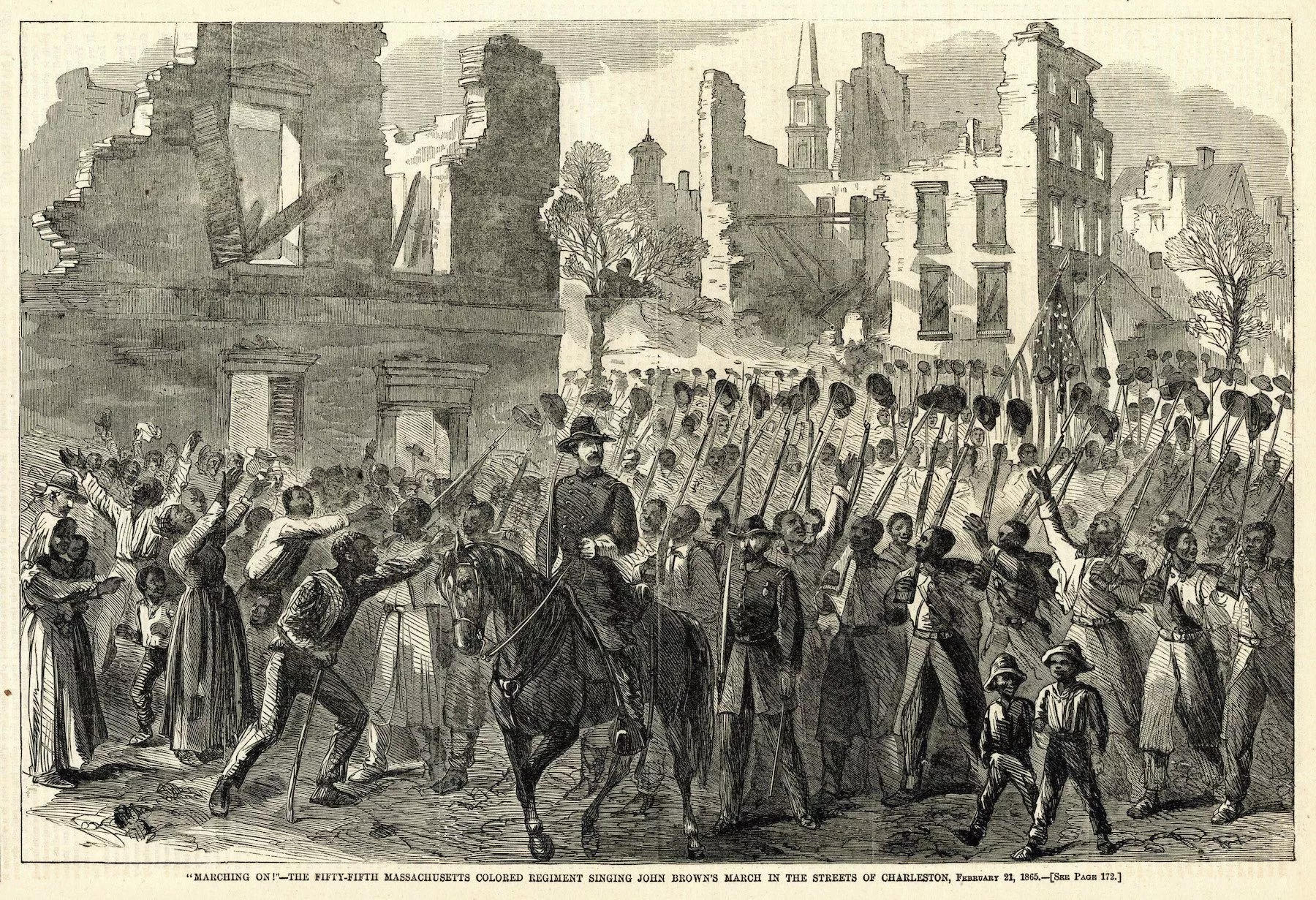 The 55th Massachusetts in Charleston on Feb. 21, 1865 (Harpers Weekly)