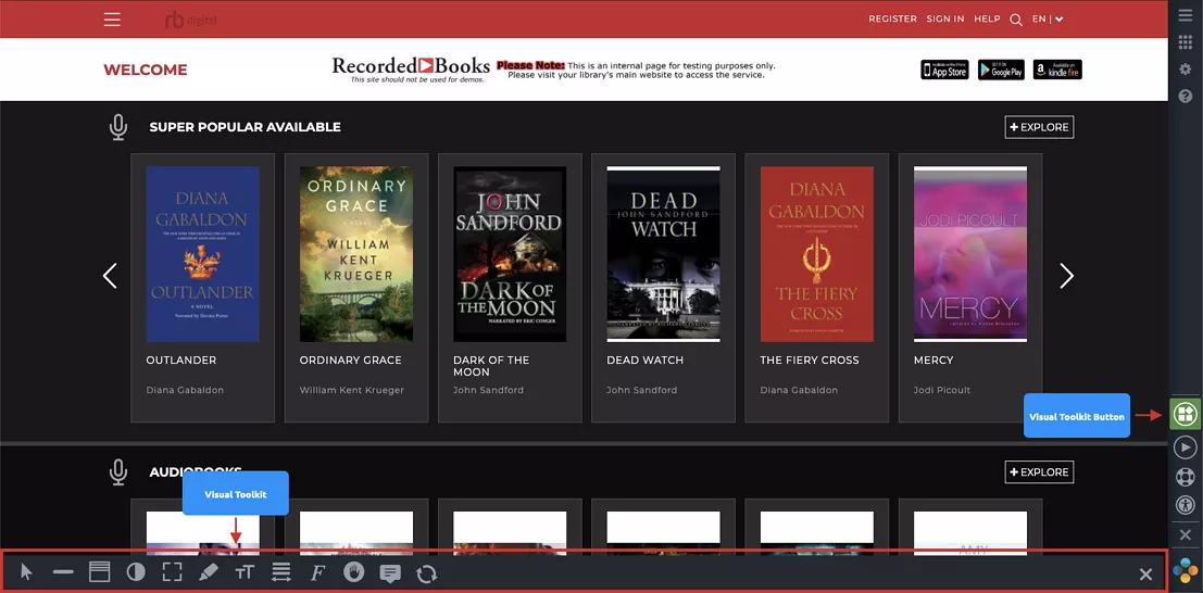 Accessibility toolbar screenshot