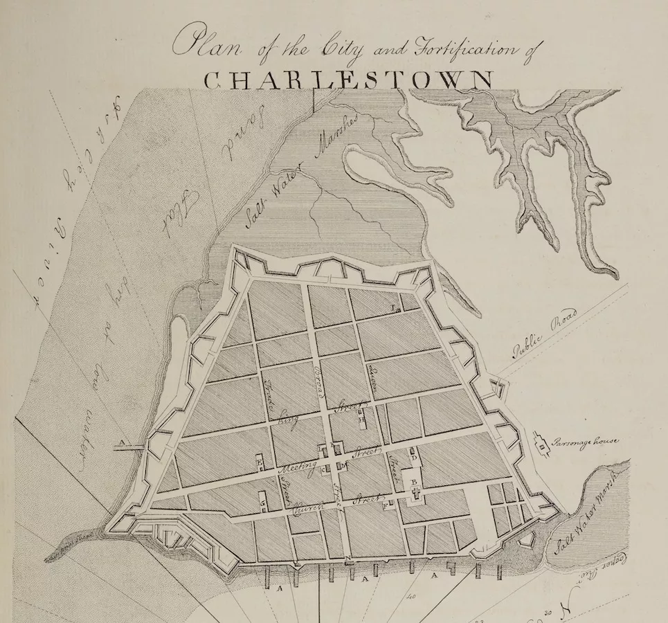 The De Brahm plan to defend Charles Town in 1755 (Source: British Library)