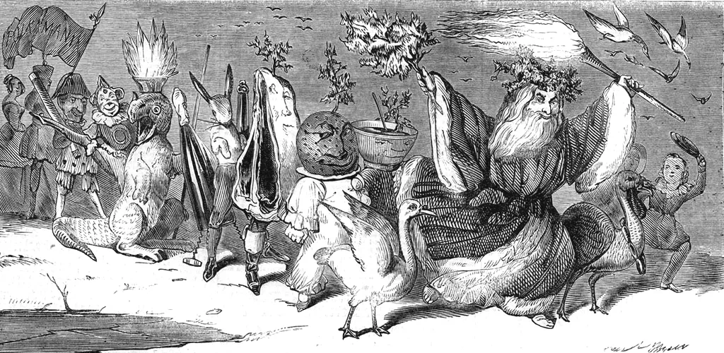 A Christmas Parade as depicted in an illustration of the December 1844 edition of the London News.