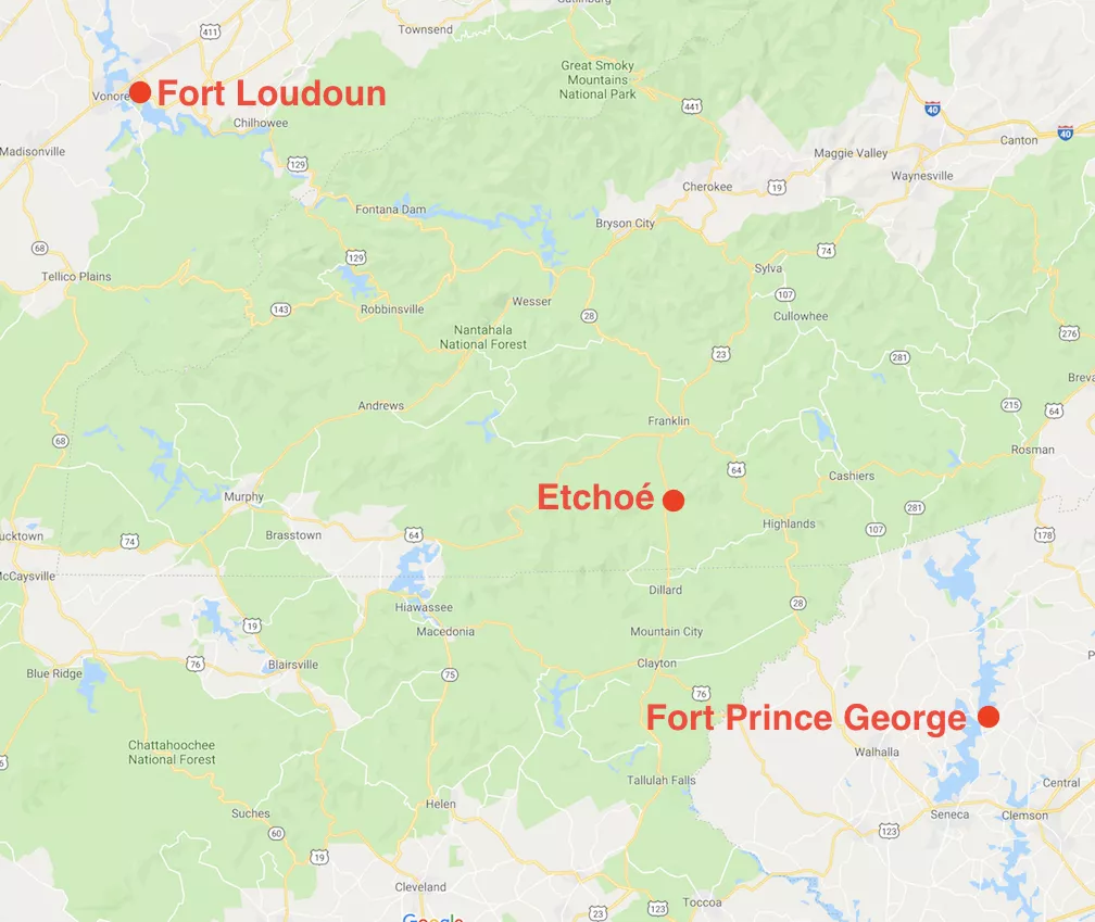 A map of the Cherokee frontier in June 1760