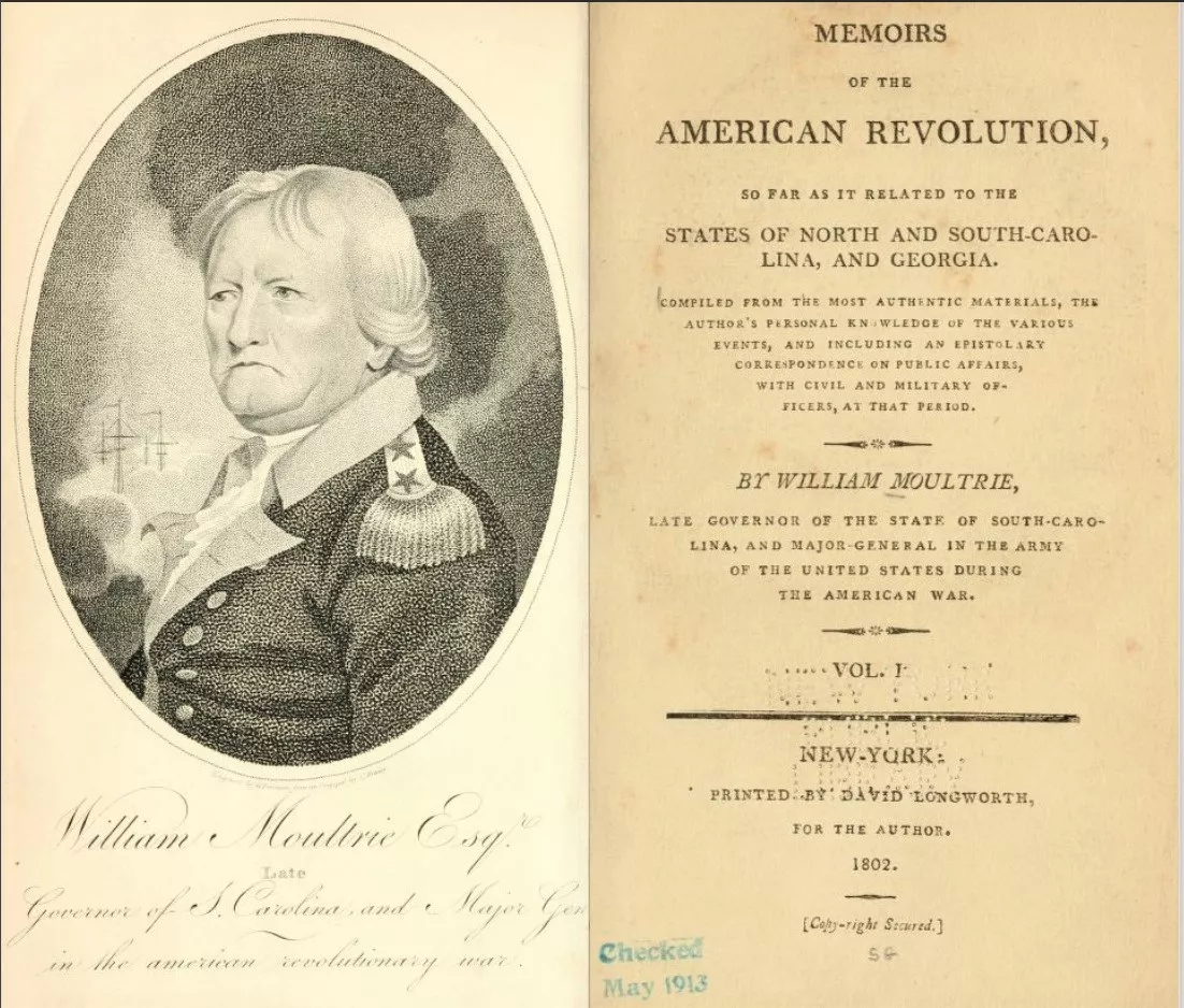 Moultrie Memoirs title page