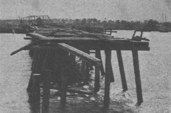 The remains of the New Bridge over the Ashley RIver, 1865