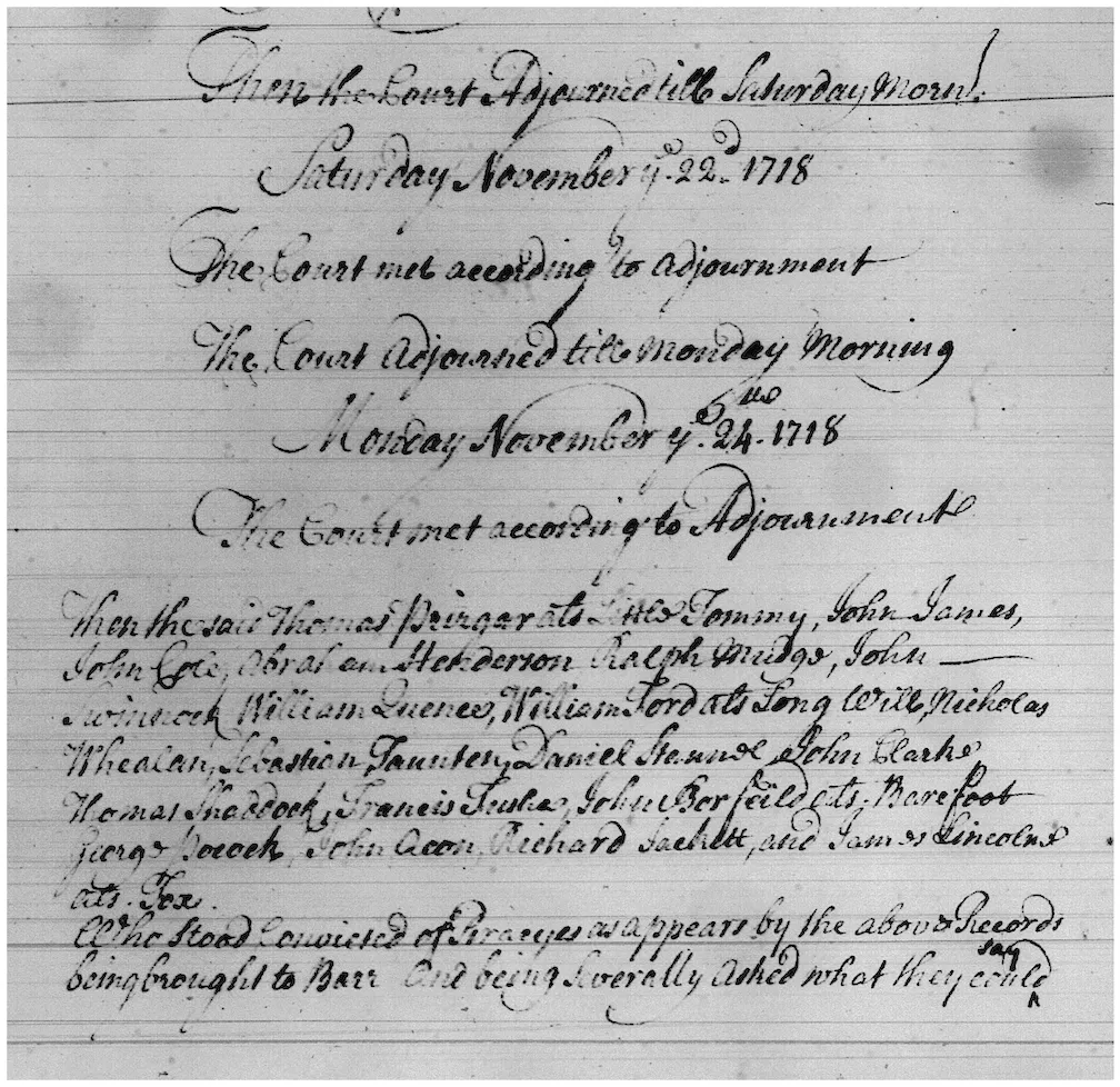 The Nov. 24, 1718 Journal of the Court of Vice Admiralty